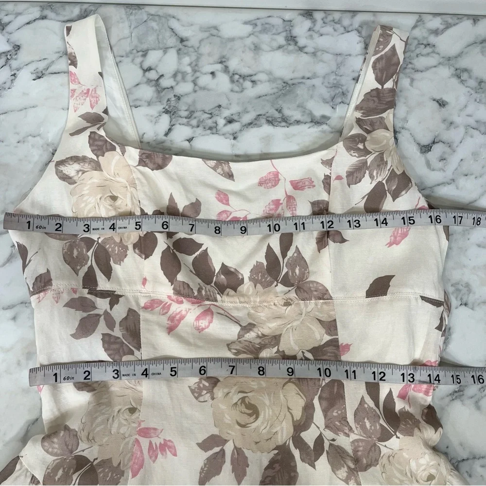 Fore Blossoming In Nature Floral Mini Dress (Ivory Multi) Square Neckline Pastel - Picture 9 of 13